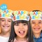 Big Dot of Happiness Party Time Happy Birthday Paper Crowns, Colorful Birthday Headbands for Kids & Adults, DIY Classroom Party Hat Favors, 16 Count